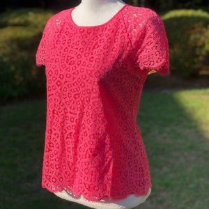 J. Crew Hot Pink Eyelet Top Sz 2